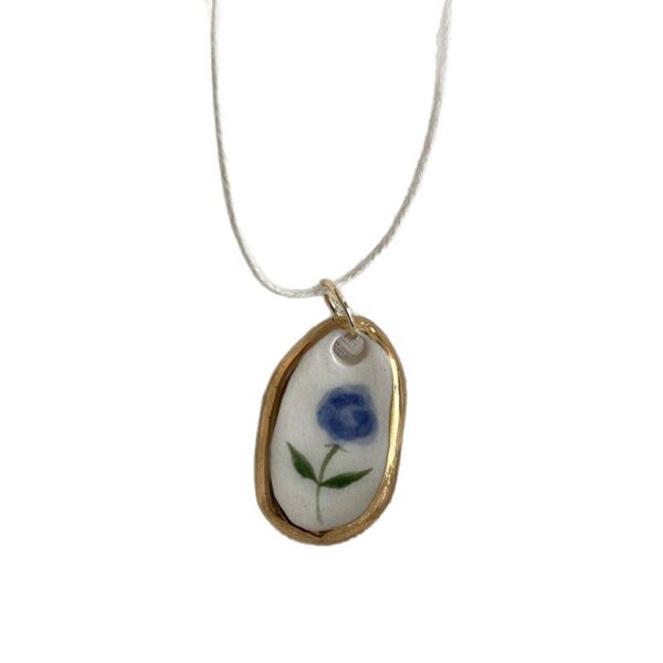 Wholesale Vintage rabbit flower print pendant necklace