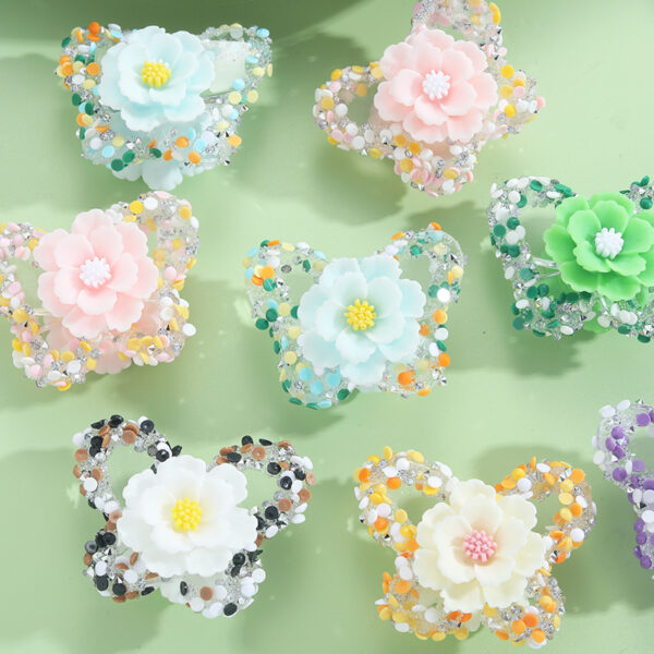 Wholesale 10pcs butterfly drill resin flower straight hole handmade loose beads