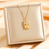 Wholesale Cute Diamond Cartoon Cat Pendant Necklace