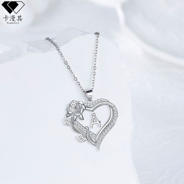 Wholesale Valentine's Day heart-shaped rose pendant 26 English letter necklace