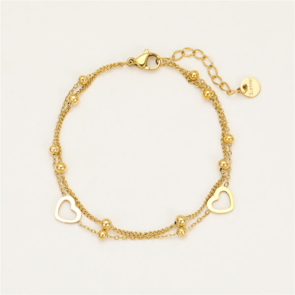 O1CN01aJpAXo29BL1qlMj31_2211762048029-0-cib Wholesale Double layered heart-shaped stainless steel Valentine's Day bracelet