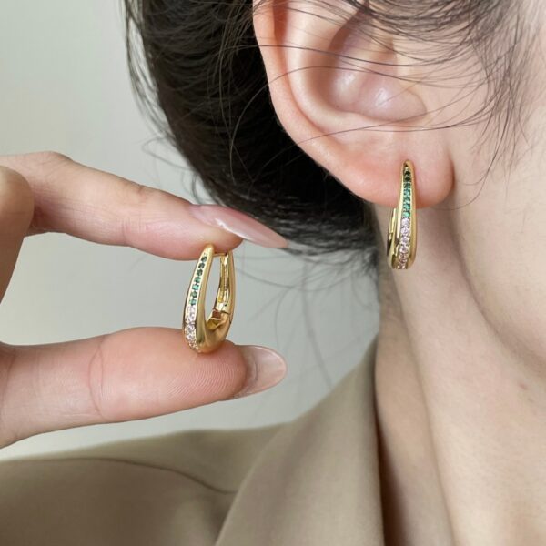 Wholesale Niche Zircon Slab Diamond U-Shaped French Teardrop Earrings