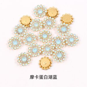 Mocha lake blue protein / 14mm three-layer sunflower (glass diamond)