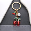 Wholesale pearl red transparent cherry keychain pendant