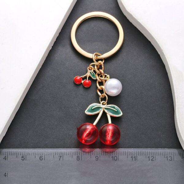 Wholesale pearl red transparent cherry keychain pendant