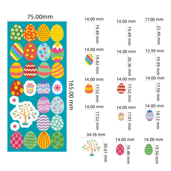 Wholesale 6pcs Easter eggs with cute cartoon rabbits Waterproof Vinyl Stickers