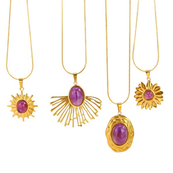 O1CN01aNdQaB1LOs1PjpZ8o_2218486551290-0-cib Wholesale 18K Gold-Plated Stainless Steel Pendant Inlaid with Natural Stone Titanium Steel Necklace