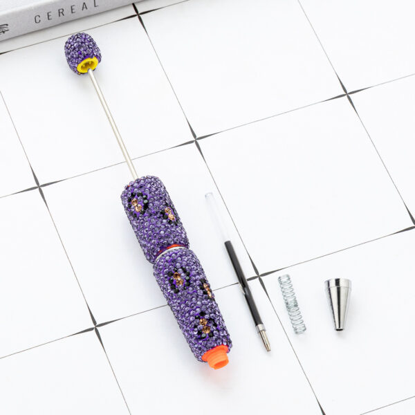 Wholesale Leopard print multi-color plastic diamond studded beadab pens