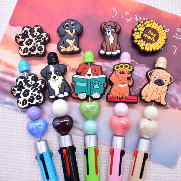 Wholesale Random 100pcs Cute Puppy Beaded Pvc Soft Rubber Beads