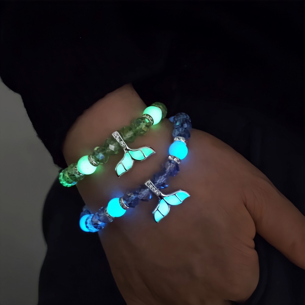 Wholesale Night glow fish tail bracelet, eamy crystal bracelet