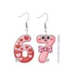 Wholesale Valentine's Day Red and Pink Number Earrings Acrylic Earrings