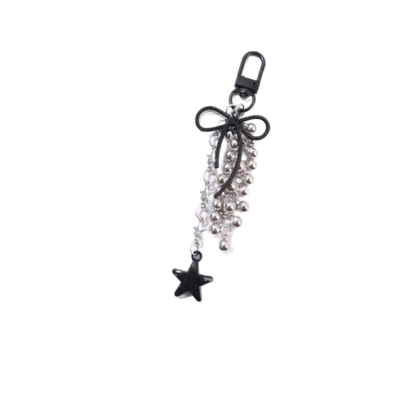 Wholesale Bow five pointed star tassel metal keychain