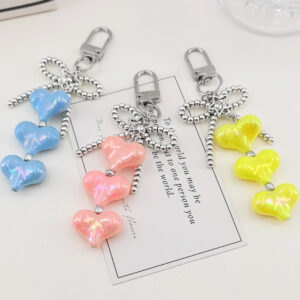 Wholesale Macaron-colored heart metal bow keychain