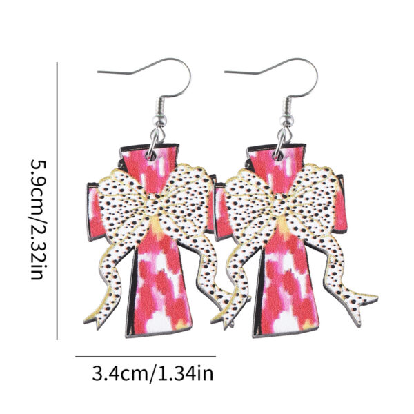 Wholesale Polka Dot Bow Painted Cross Pendant Earrings Wooden Double-Sided Earrings