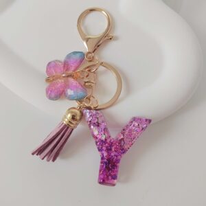 Purple letters-y / Purple letter keychain pendant