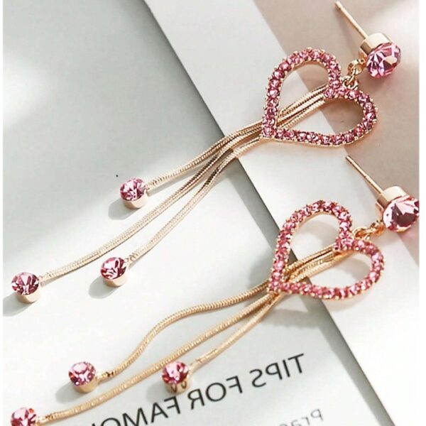 Wholesale Valentine's Day Love Shining Zircon Long Tassel Earrings