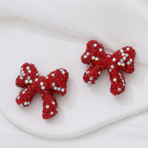 Bright red / Colored soft clay full diamond bow height * width 28 * 29mm