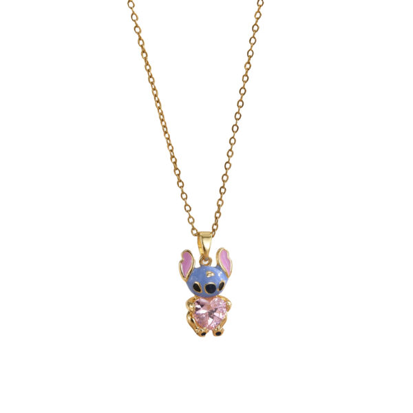 Wholesale Blue painted cartoon cute zircon necklace