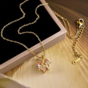 Xl1744 love mom pink love necklace gold
