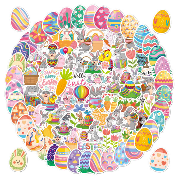 Wholesale 100pcs Easter Egg Series Waterproof Vinyl Stickers