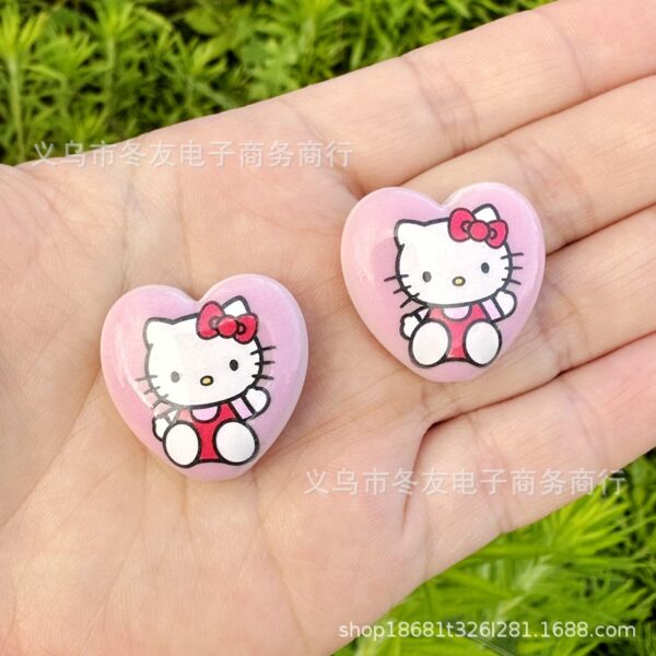 Wholesale 10pcs 22mm cartoon heart double-sided printed acrylic beads OLY Exclusive