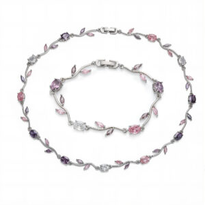 White gold purple pink diamond tulip set
