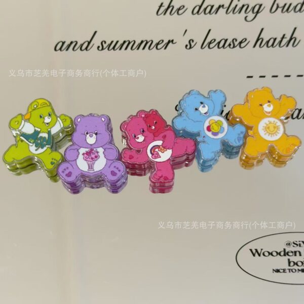 Wholesale 10pcs embossed cartoon rainbow bear acrylic beads