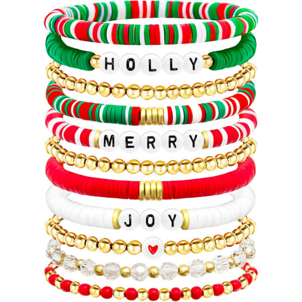 O1CN01aaJfIy1tWNR09A0Ye_2214141365909-0-cib Wholesale Red and Green Christmas Theme Clay Beam Bracelet