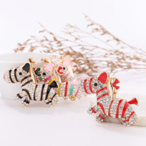 Wholesale Rhinestone Zebra Fully Studded Alloy Keychain