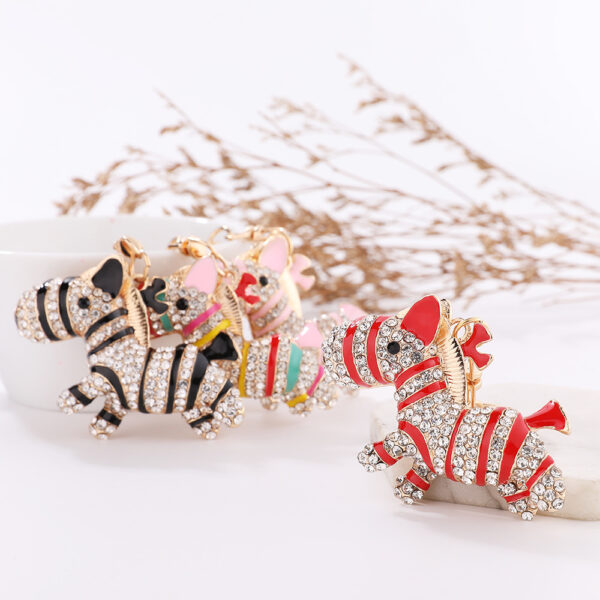 Wholesale Rhinestone Zebra Fully Studded Alloy Keychain