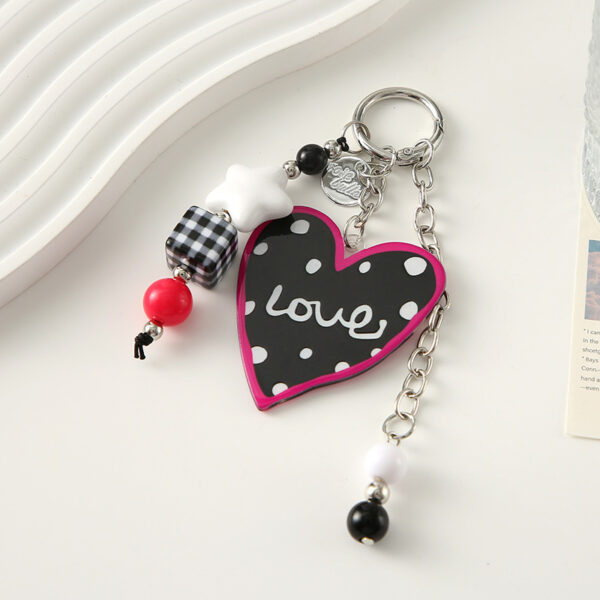 Wholesale Dopamine plaid heart-shaped letter bead star keychain