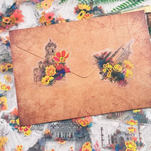 O1CN01adFQ891jtbP4s2m1T_2204108134606-0-cib Wholesale 100pcs Cartoon Gold Plated Flower Waterproof Vinyl Stickers