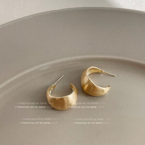 Gold brushed earrings-Silver Needle