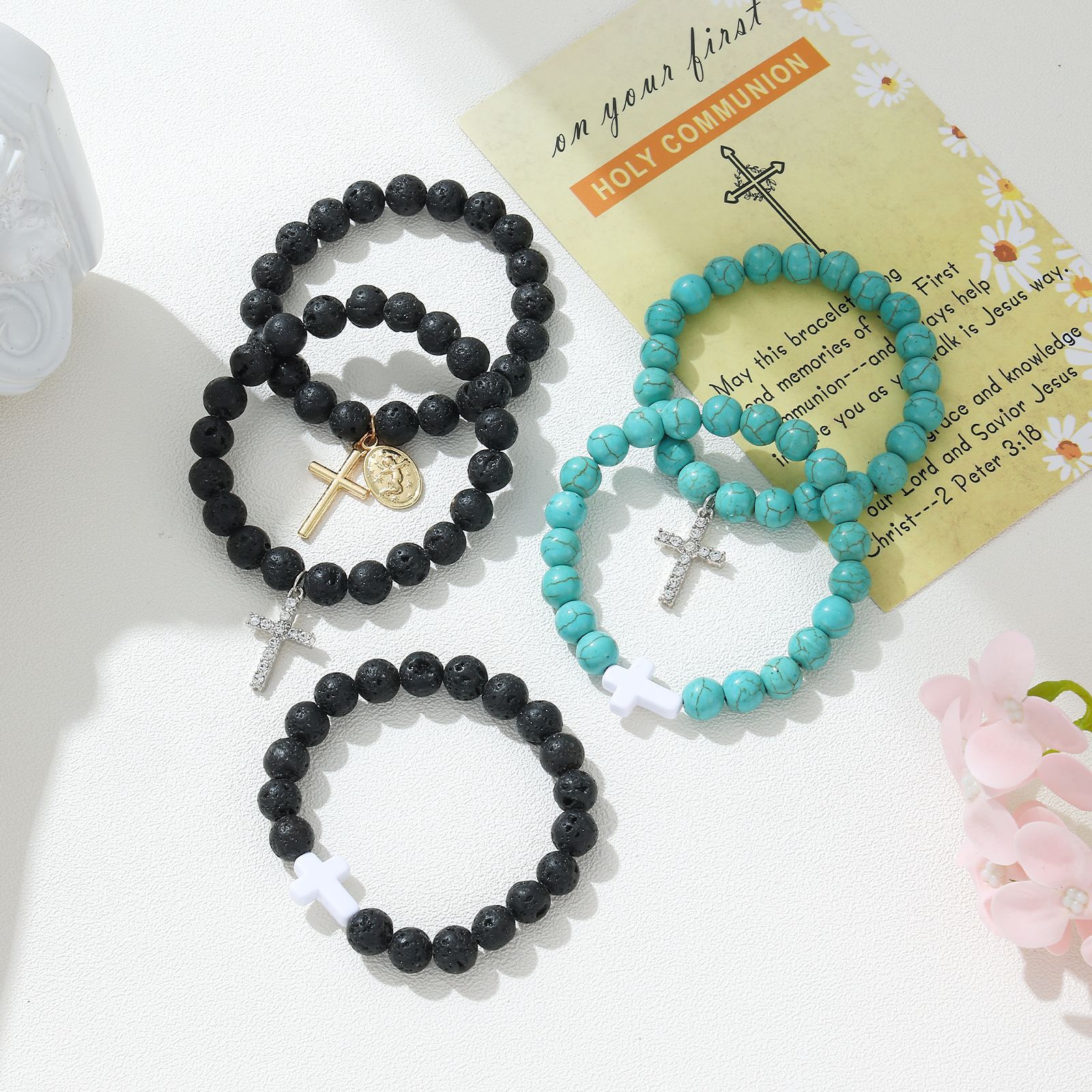 Wholesale Baptismal communion cross pendant bracelet