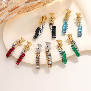 Wholesale Stainless Steel Zircon Tassel Earrings