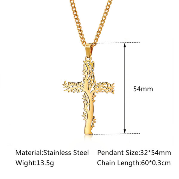 Wholesale Stainless Steel Tree of Life Cross Necklace