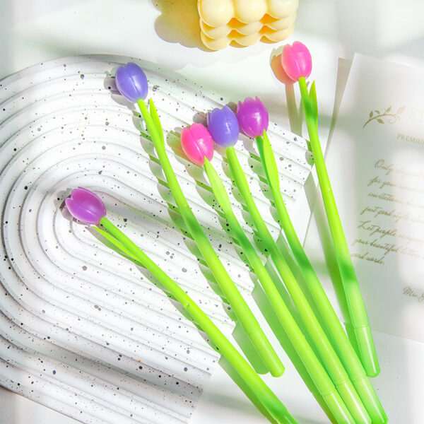 Wholesale Tulip Print Photochromic Ballpoint Pens, UV Light Activated Color Changing Writing Pens for Stationery Gift