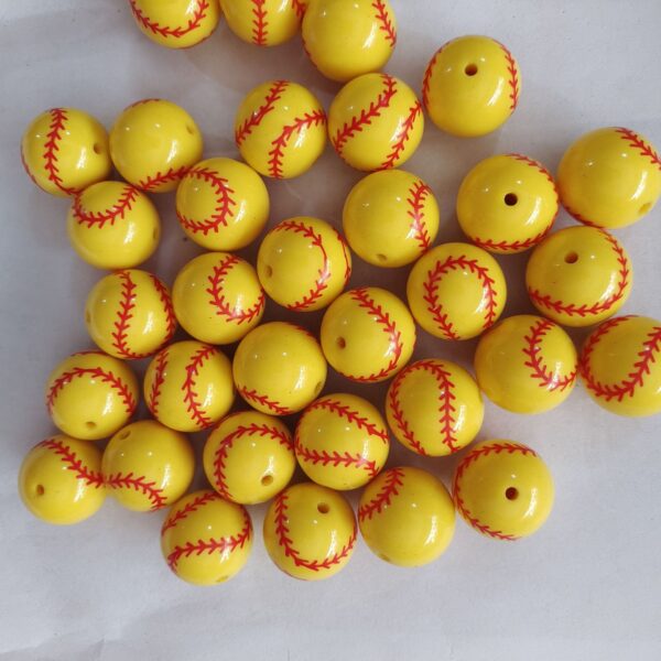O1CN01ahOy2R1QErIN1yDvg_2201245431945-0-cib Wholesale 5pcs 20mm Acrylic Yellow Baseball Print Beads