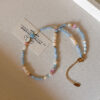 Wholesale Spring and Summer Fresh Light Blue Niche Beaded Necklace