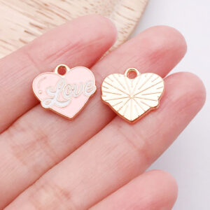1 pink dripping love letter 14x15x1mm-1g-25162