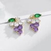 Wholesale Purple grape sweet fruit zircon earrings