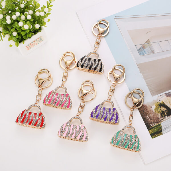 Wholesale Cute Rhinestone-Studded Bow Children's Handbag Keychain