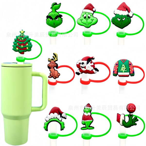 Wholesale Christmas straw cap straw sle silicone Straw Tube Cap