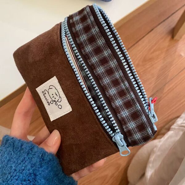 Wholesale Suede double-layer ID splicing coin purse