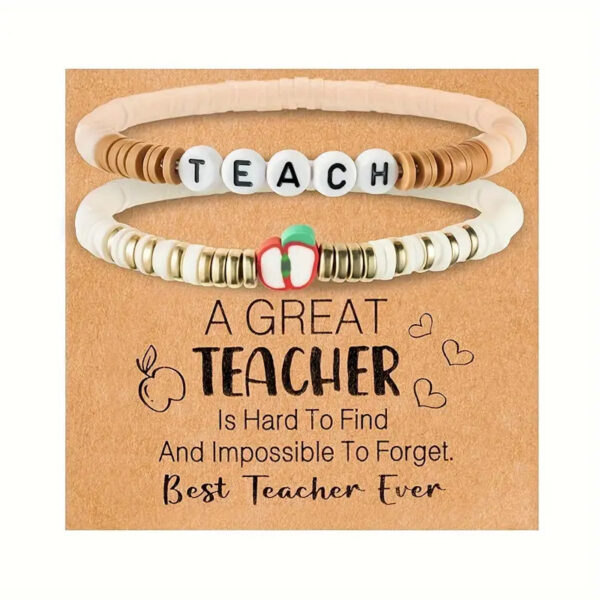 Wholesale Letter Teacher's Day Soft Ceramic Apple Layered Bracelet Set