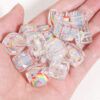 Wholesale 10pcs 14mm transparent rainbow square acrylic beads