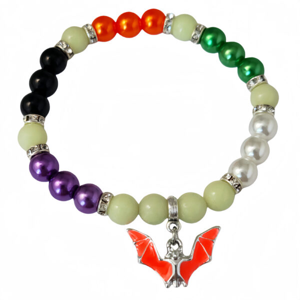 Wholesale Original Personality Trend Halloween Festival Luminous Accessories Vampire Bat Color Imitation Pearl DIY Beaded Bracelet