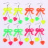 Wholesale Valentine's Day fluorescent bow heart acrylic earrings
