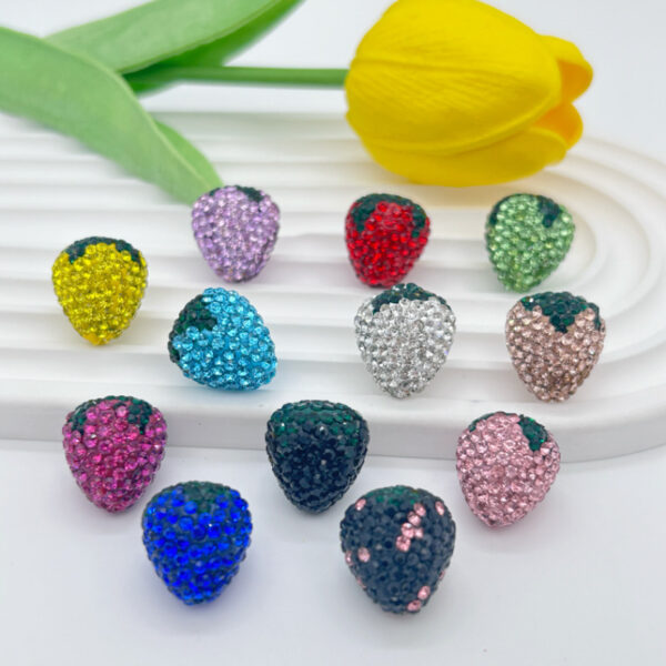 Wholesale Strawberry clay filled with diamond beads