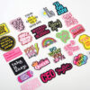 Wholesale Inspirational pink girl encourages English embroidery DIY Patches